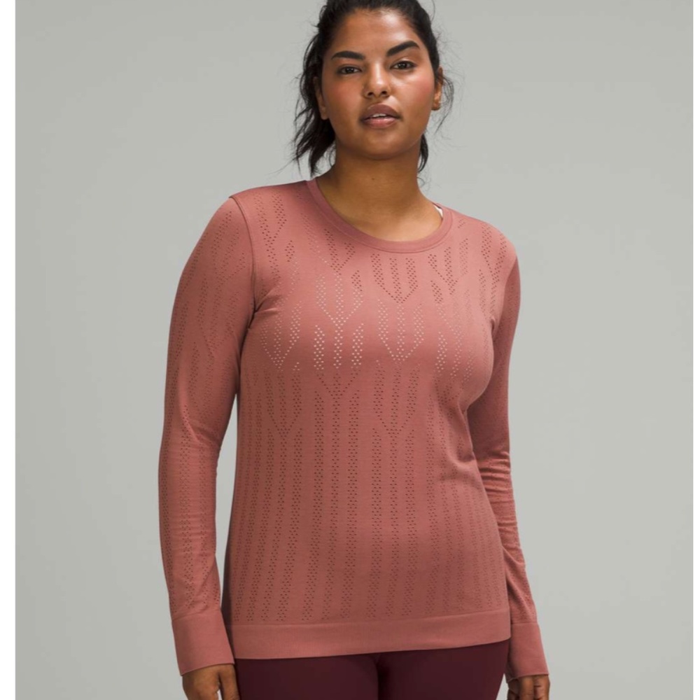Lululemon Swiftly Breathe Long Sleeve - Fletching Lines - Spiced Chai